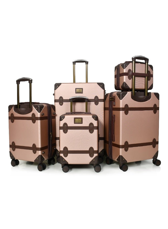 MORANO 5-Piece Luggage Trolley Bag Set Rose Gold - Image 1