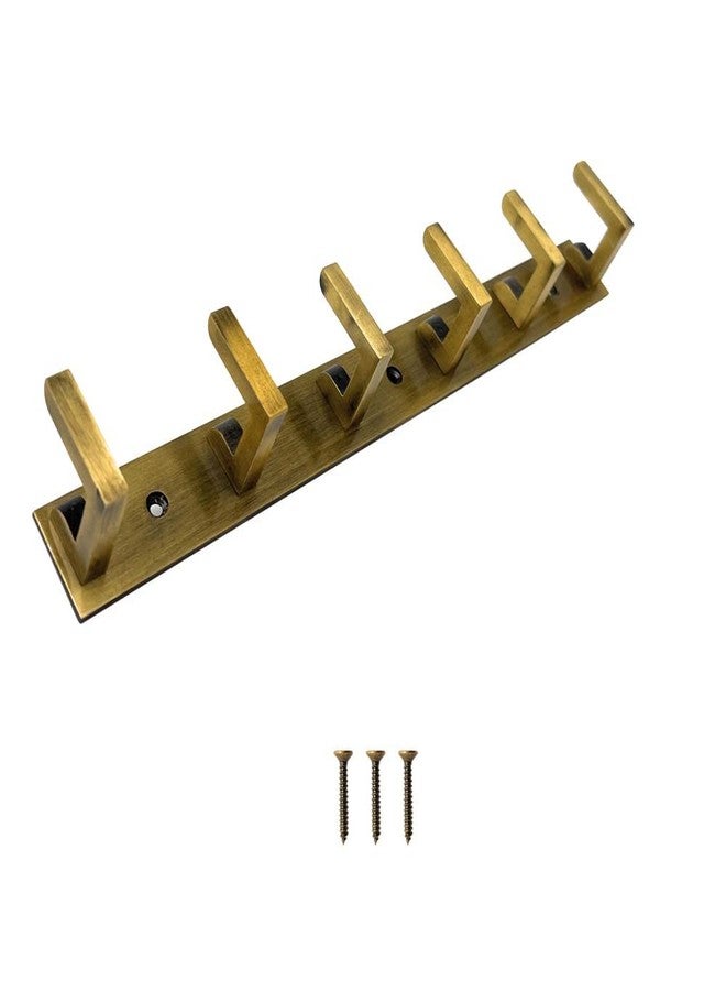 VOLO® Antique Brass 6 Pin Metal Bathroom Cloth Hooks Hanger Door Wall Robe Hooks Rail for Hanging Keys,Clothes,Towel (Antique) (Pack of 1 Pc.) - Image 4
