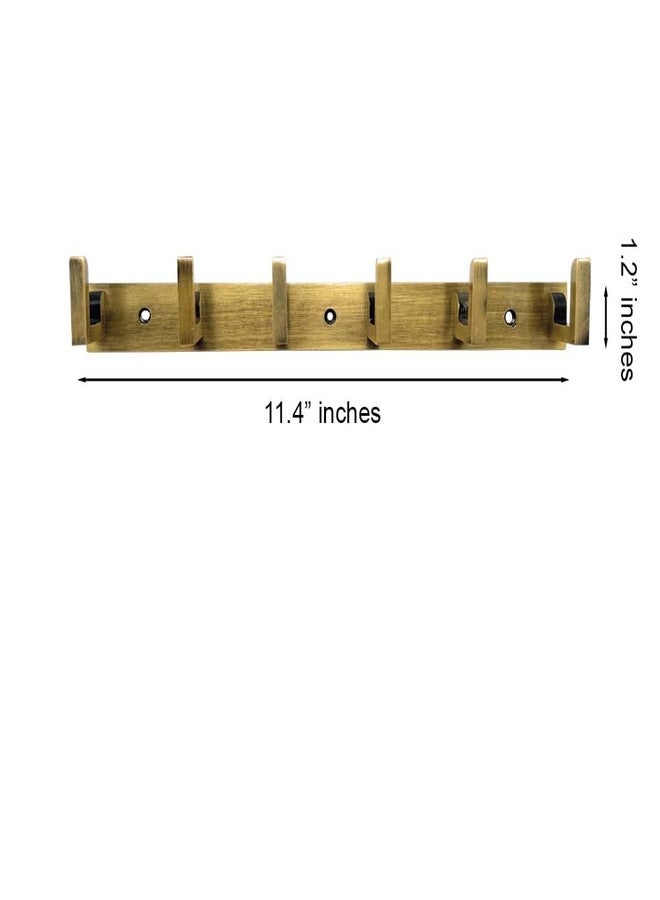 VOLO® Antique Brass 6 Pin Metal Bathroom Cloth Hooks Hanger Door Wall Robe Hooks Rail for Hanging Keys,Clothes,Towel (Antique) (Pack of 1 Pc.) - Image 2