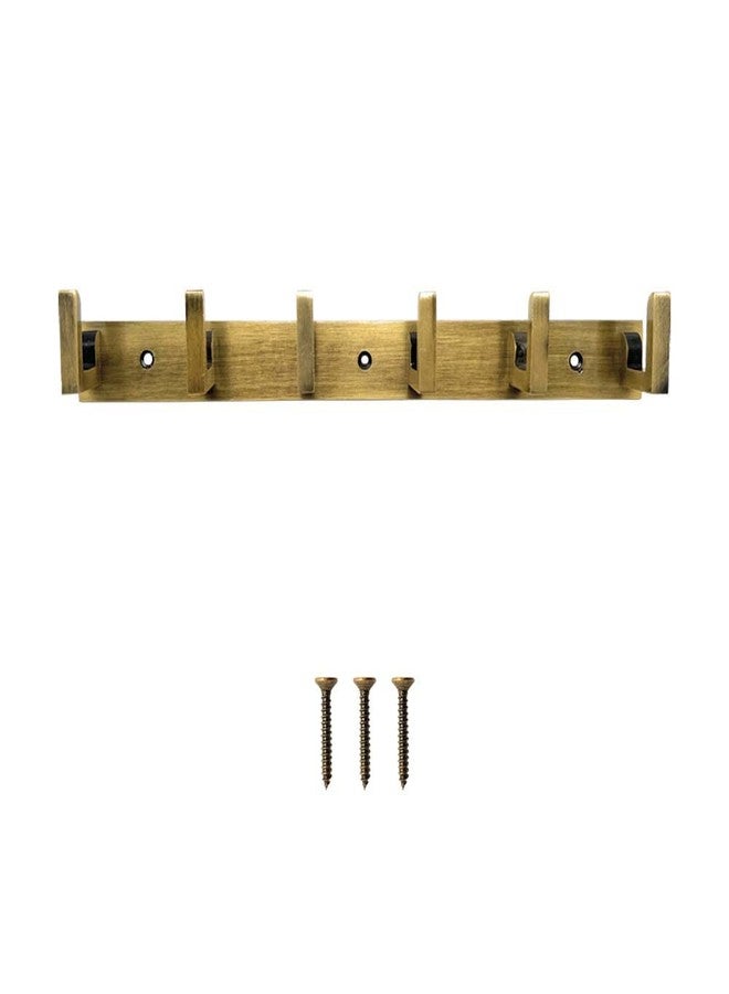 VOLO® Antique Brass 6 Pin Metal Bathroom Cloth Hooks Hanger Door Wall Robe Hooks Rail for Hanging Keys,Clothes,Towel (Antique) (Pack of 1 Pc.) - Image 1