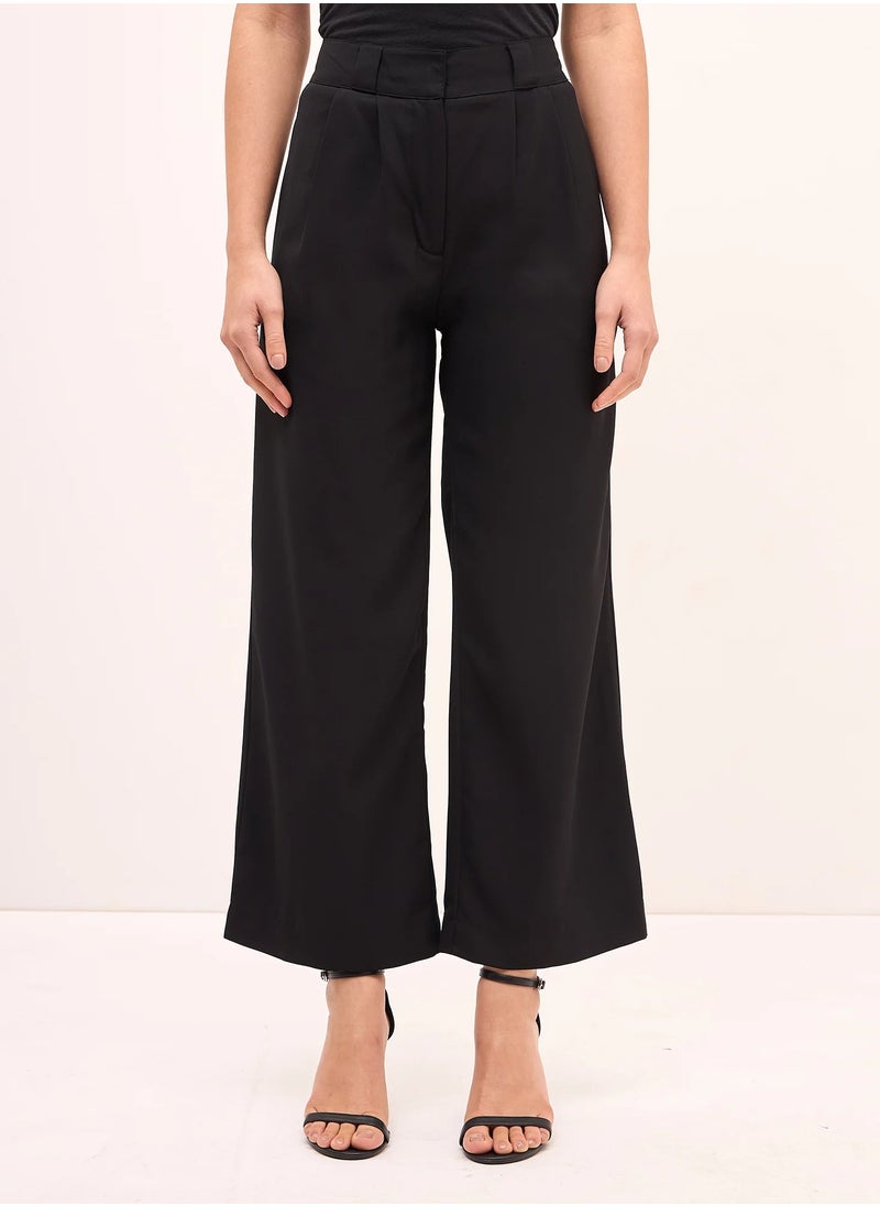 Salt Attire Women's High Rise Straight Silhouette Pants with Fly Front Zip Closure, Pleat Detailing, Side Inseam Pockets, and Back Welt Pockets Chic Trousers for Effortless Elegance and Style  - Image 1