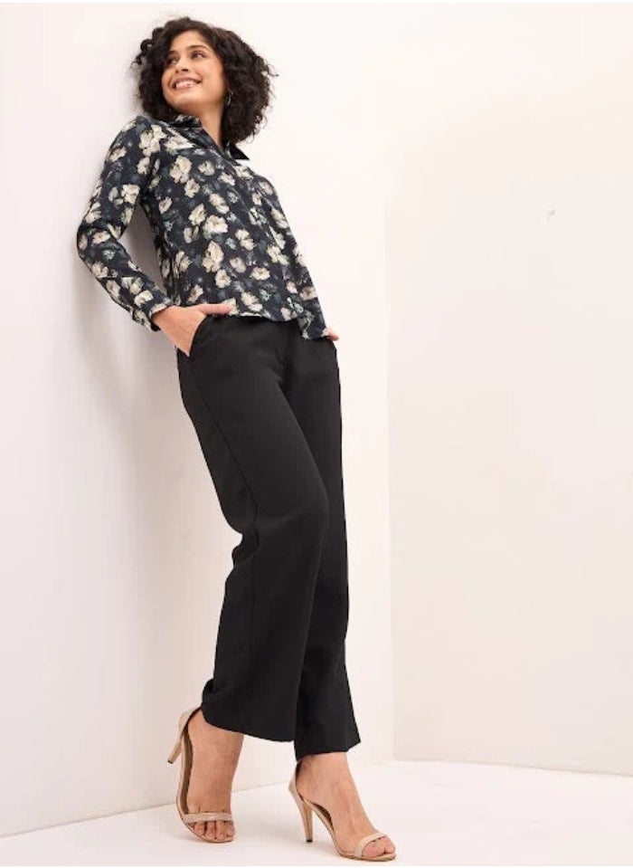Salt Attire Women's High Rise Straight Silhouette Pants with Fly Front Zip Closure, Pleat Detailing, Side Inseam Pockets, and Back Welt Pockets Chic Trousers for Effortless Elegance and Style  - Image 2
