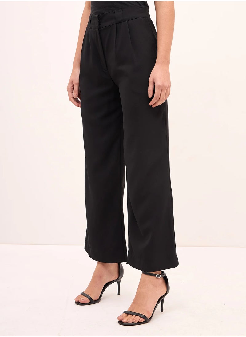 Salt Attire Women's High Rise Straight Silhouette Pants with Fly Front Zip Closure, Pleat Detailing, Side Inseam Pockets, and Back Welt Pockets Chic Trousers for Effortless Elegance and Style  - Image 3