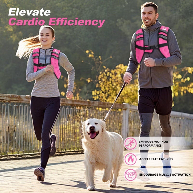 VBSD Weighted Vest Woman 8LB Weight Vest for Women Men Body Weight Vests for Walking Strength Training Running Workout Jogging Fitness Pink - Image 4
