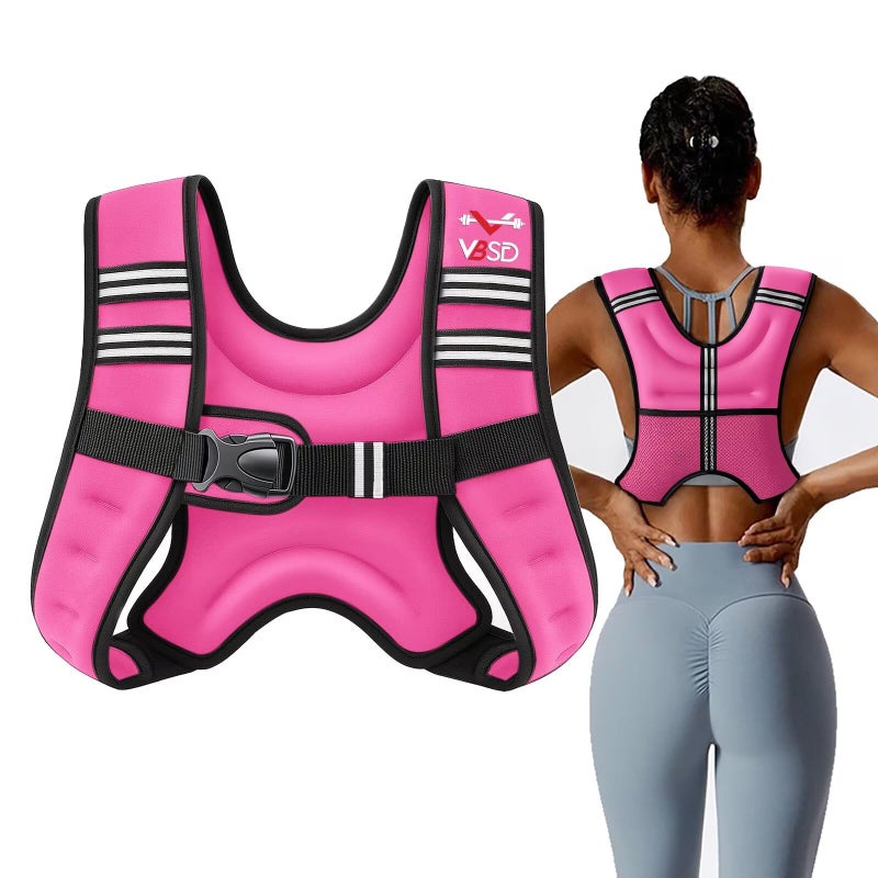 VBSD Weighted Vest Woman 8LB Weight Vest for Women Men Body Weight Vests for Walking Strength Training Running Workout Jogging Fitness Pink - Image 1