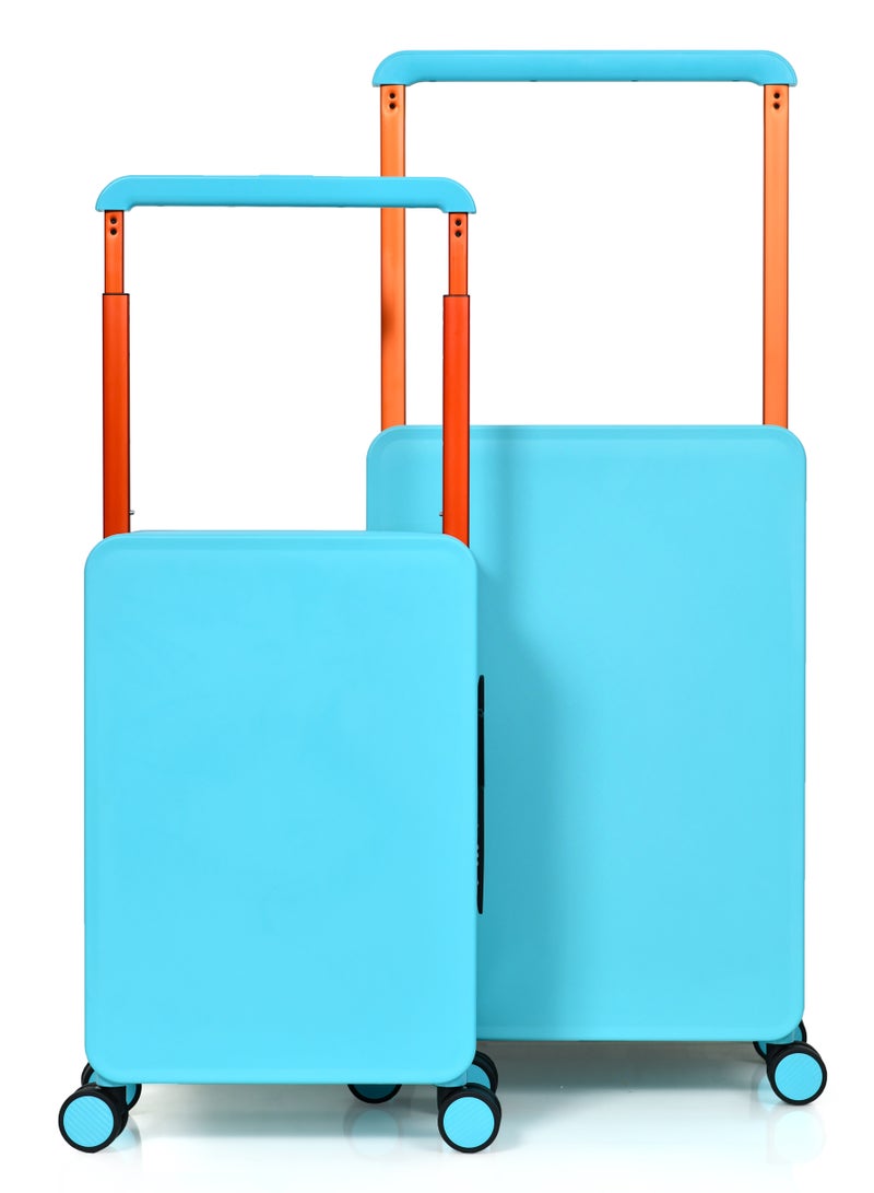 Morano Hard-Side luggage Unisex ABS Lightweight 4 Double Wheeled Suitcase with Built-In TSA type lock (2-Set, Blue) Size 20''+24'''Inches. - Image 2