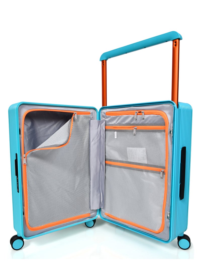 Morano Hard-Side luggage Unisex ABS Lightweight 4 Double Wheeled Suitcase with Built-In TSA type lock (2-Set, Blue) Size 20''+24'''Inches. - Image 5