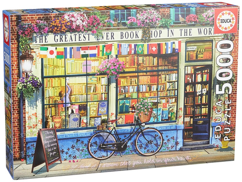 Educa Greatest Bookshop in The World 5000 Piece Jigsaw Puzzle Puzzle Glue Included Completed Image Measures 6175 x 4225 Ages 14 18583 - Image 1