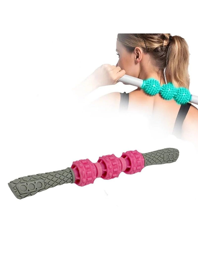 QSHOP QSHOP® Premium Massage Stick for Muscles, Muscle Therapy Balls, Muscle Pain Relief, Self Massage Roller Stick, Cushioned Ergonomic Handle with 3 Pointed Massage Balls for Yoga Massage  - Image 1