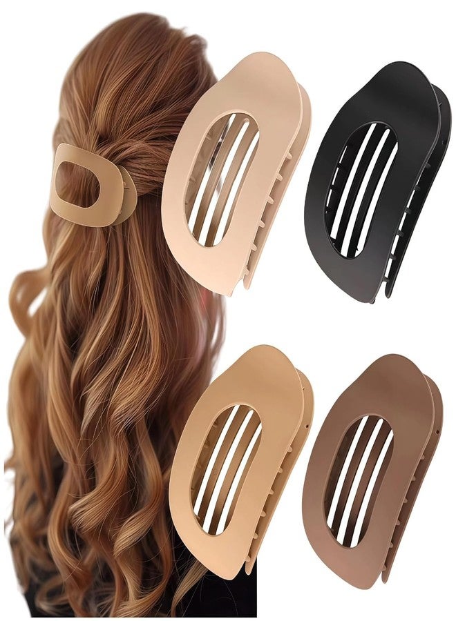 مشابك شعر مسطحة من RHOSYN HAIR ACCESSORIES للنساء - مشابك كبيرة غير لامعة مستطيلة بيضاوية مانعة للانزلاق، مشابك شعر قوية التثبيت للشعر الكثيف والخفيف، تصميم مسطح، عبوة من 3 قطع - Image 1