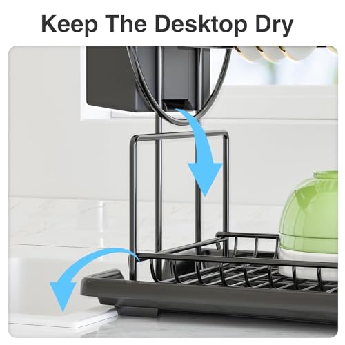 Glaceon 2 Tier Large Dish Drying Rack for Kitchen Counter with Drainboard Space Saving Stainless Steel Strainer(GL-01)(339 Rack) - Image 5