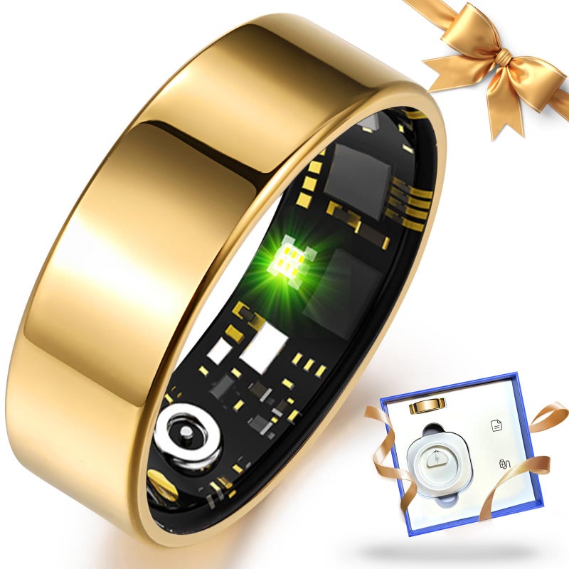 Kuxlagz Smart Ring Health Tracker for Women Men, Sleep Tracker with Heart Rate,SpOâ‚‚,Blood Pressure, Fitness Ring for Activity Monitoring, No Subscription, Step Tracker Ring for ios&Android (Gold, #10) - Image 1