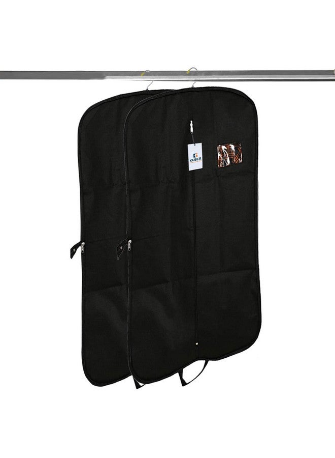 Kuber Industries Kuber Industries Suit covers with zip for Men, Women|foldable Blazer cover|Cloth Organizer for Wardrobe|Transparent Window & Premium Zipper|Pack of 2 (Black)  - Image 1
