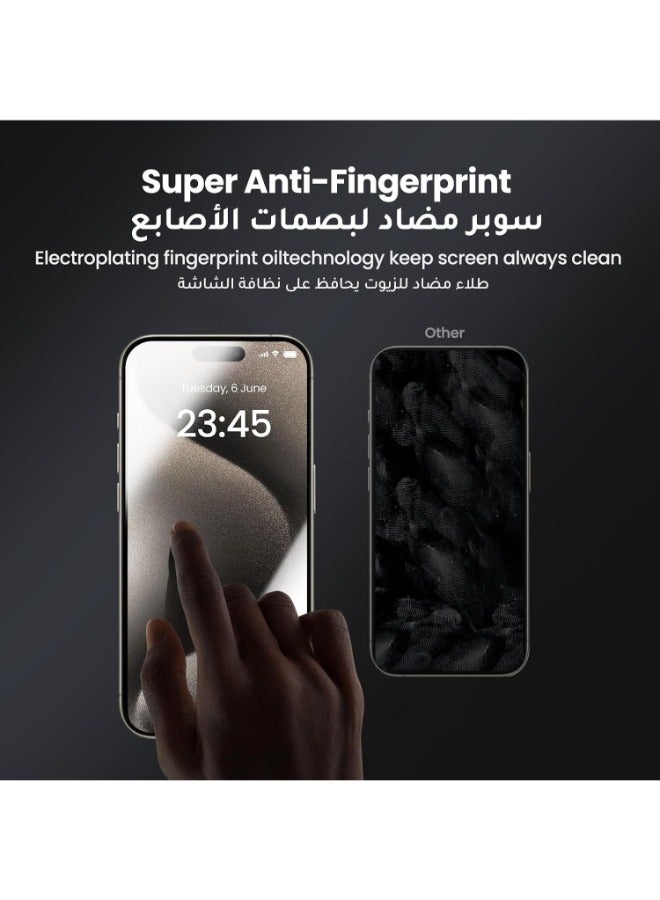 كايسلز واقي شاشة نانو (ضد البصمة) لهاتف ايفون 15 برو ماكس (iPhone 15 Pro Max)  من Caisles حماية كاملة ضد السقوط والخدش - Image 3