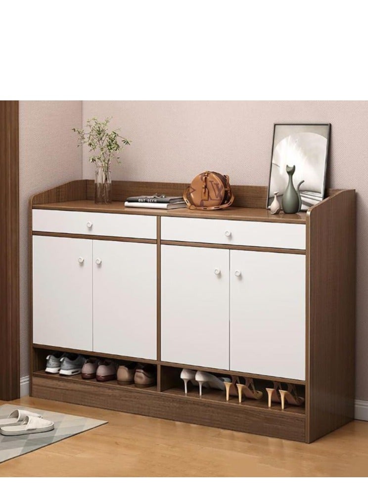 Shoe Cabinet,4 Tiers Wood Large Capacity Shoe Rack with 2 Drawers and Removable Partition for Home Entryway Hallway Living Room - Image 1