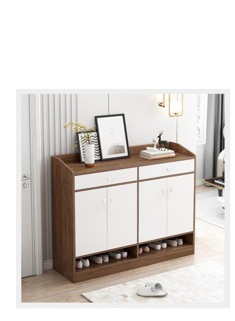 Shoe Cabinet,4 Tiers Wood Large Capacity Shoe Rack with 2 Drawers and Removable Partition for Home Entryway Hallway Living Room - Image 3