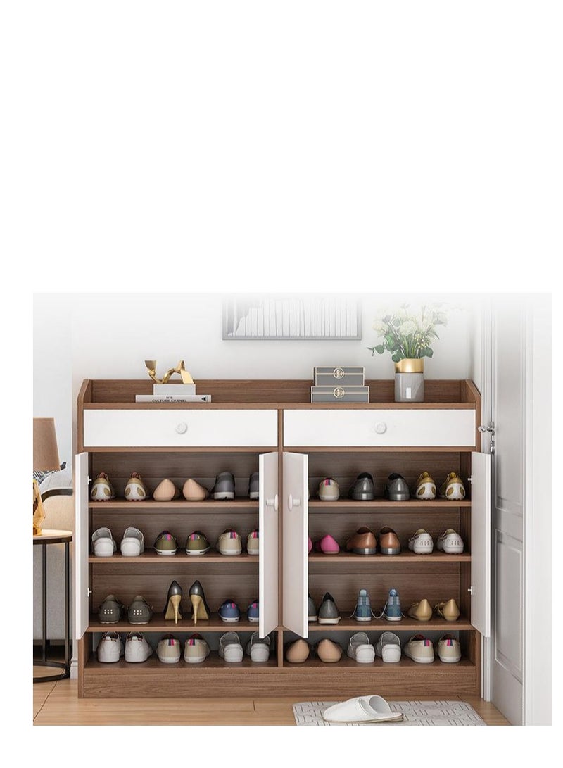 Shoe Cabinet,4 Tiers Wood Large Capacity Shoe Rack with 2 Drawers and Removable Partition for Home Entryway Hallway Living Room - Image 4