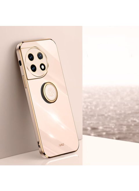 Case Cover For For OnePlus Ace 2 XINLI Straight Edge 6D Electroplate TPU Phone Case with Ring Holder(Pink)
