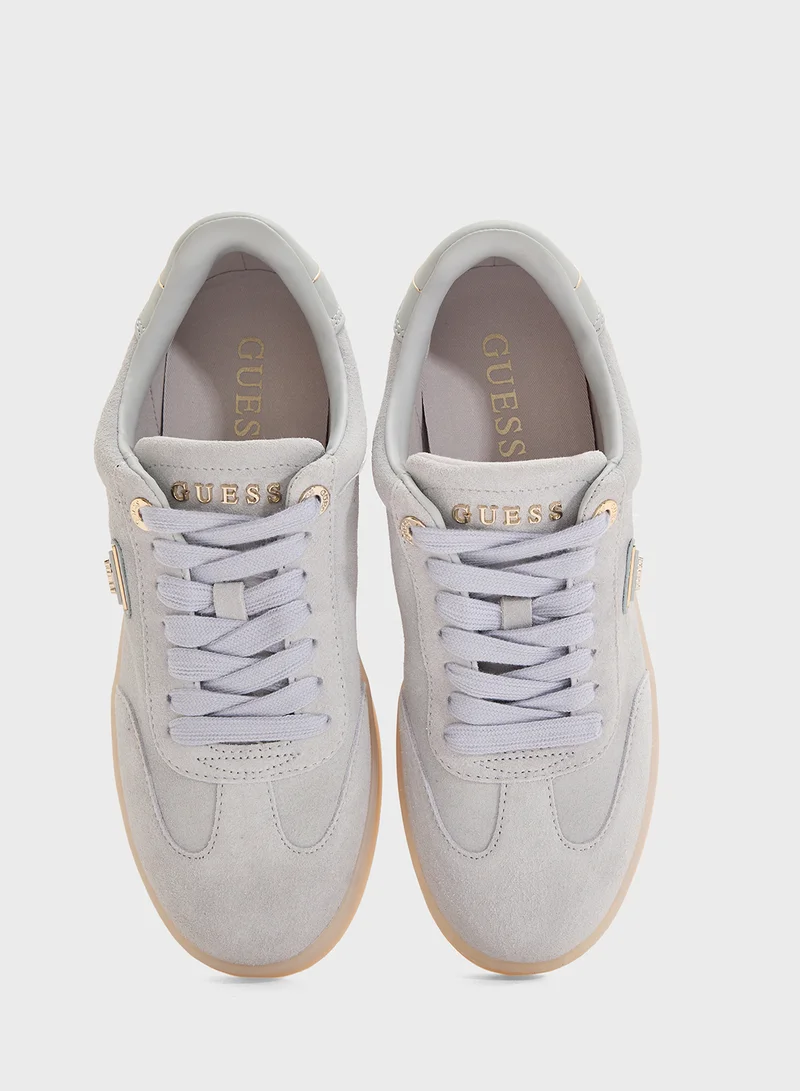 GUESS Logo Detailed Lace Up Low Top Sneakers