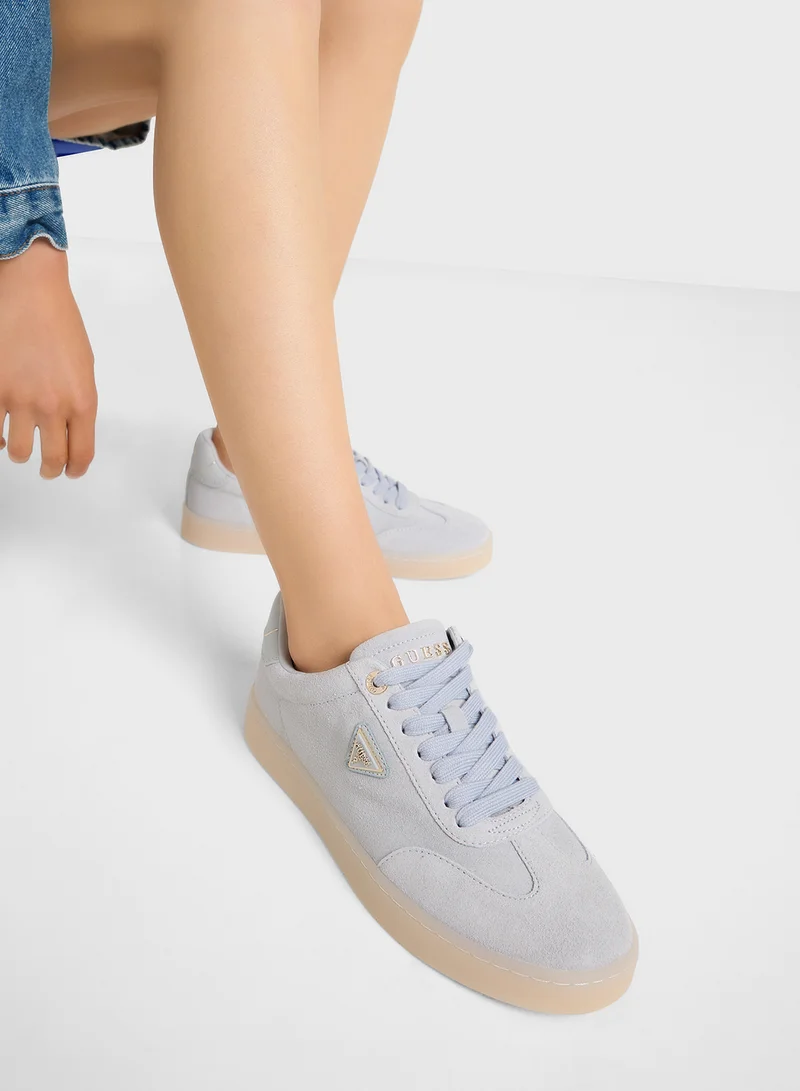 GUESS Logo Detailed Lace Up Low Top Sneakers