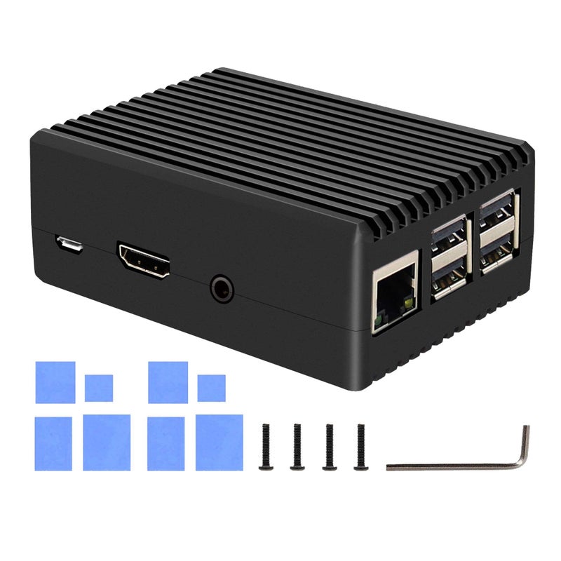Geekworm for Raspberry Pi 3 B+ Case, Aluminum Alloy Heavy Duty Passive Cooling Metal Case with Heatsink Pillar Compatible with Raspberry Pi 3B+/3B-Black (P252) - Image 1