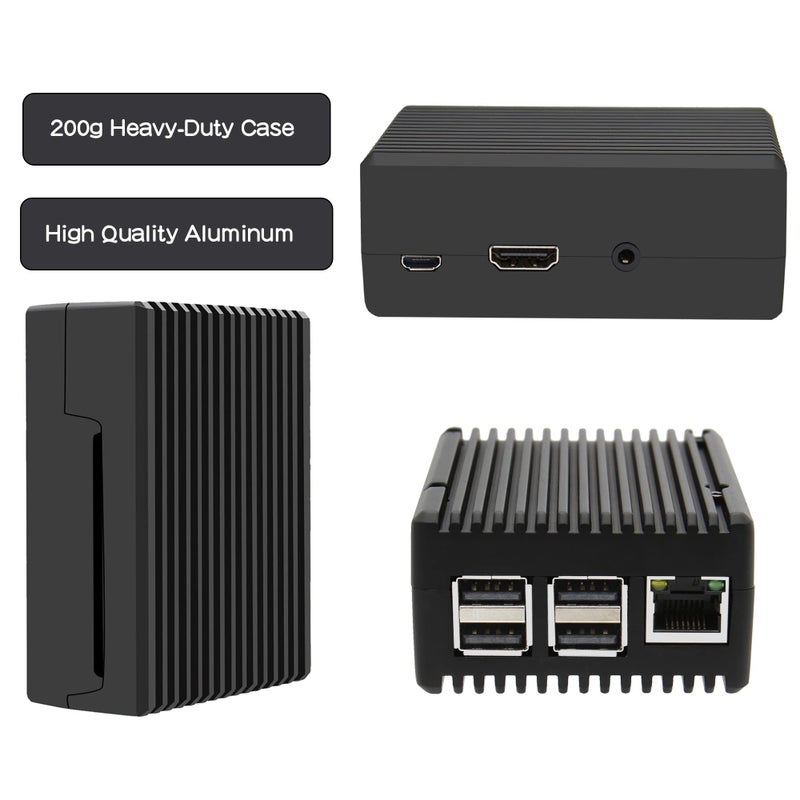 Geekworm for Raspberry Pi 3 B+ Case, Aluminum Alloy Heavy Duty Passive Cooling Metal Case with Heatsink Pillar Compatible with Raspberry Pi 3B+/3B-Black (P252) - Image 4
