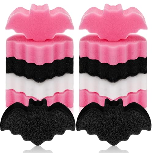 Tioncy 12 Pack Bat Kitchen Sponges Bulk Dual Sided Scrubber Sponges Dishwashing Non Scratch for Bat Kitchen Accessories Dish Scouring Black White Pink - Image 2