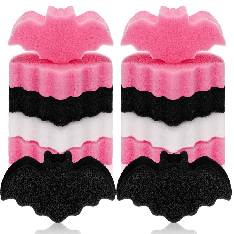 Tioncy 12 Pack Bat Kitchen Sponges Bulk Dual Sided Scrubber Sponges Dishwashing Non Scratch for Bat Kitchen Accessories Dish Scouring Black White Pink - Image 3