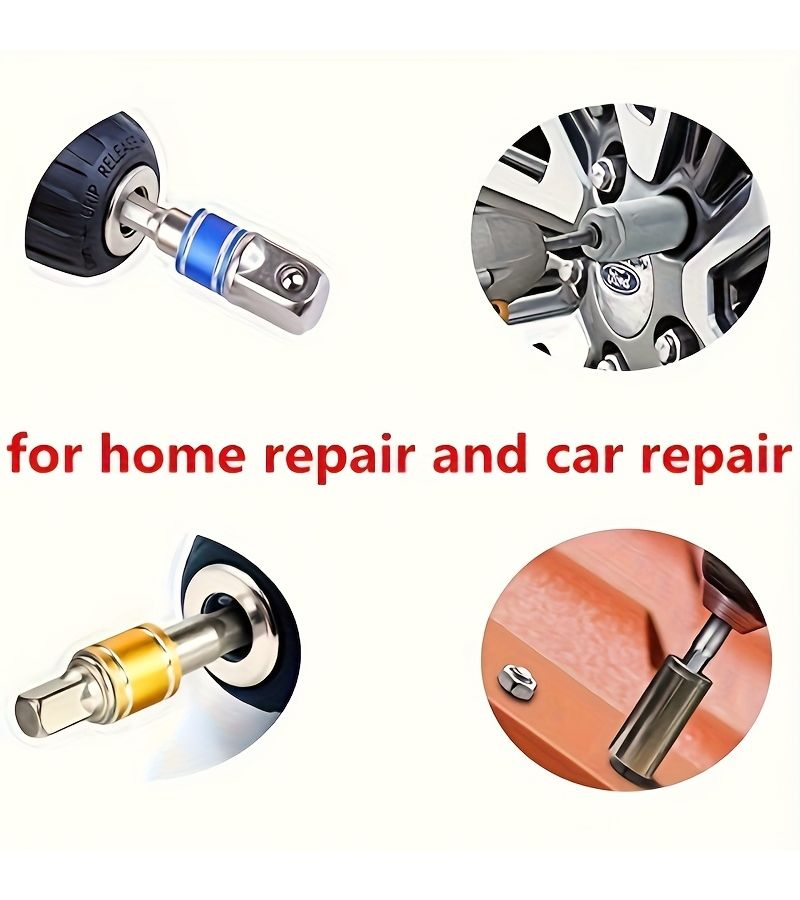 3Pcs Socket Adapter Extension Rod Set Hex Shank to Square Drive - Image 1