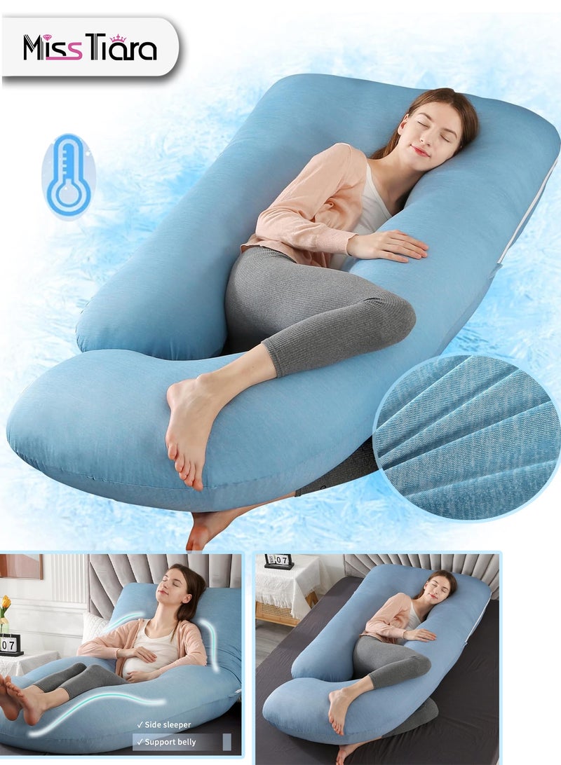 MissTiara Pregnancy Pillow with Cooling Cover, Comfort Pregnancy Pillow for Sleeping, U-Shaped Body Support for Back, Hips, Legs, Belly,a Must Have for Pregnant Women 170*90*65cm  - Image 1