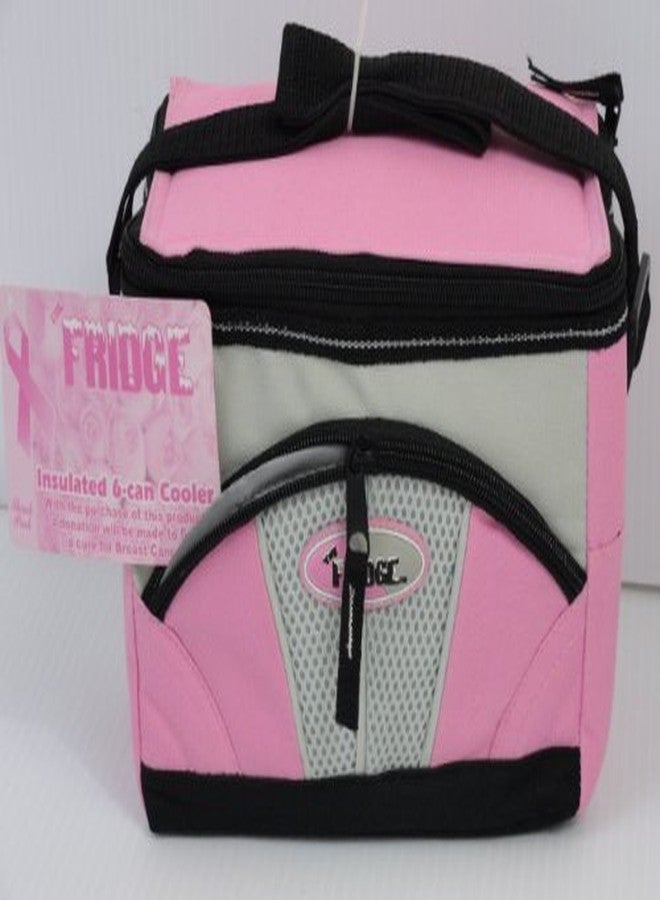 LIFOAM Insulated 6-Can Cooler - 1 Piece - The Fridge - Breast Cancer Ribbon - Pink