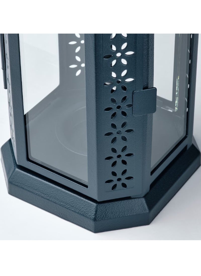 Ikea - ENRUM Lantern For Tealight - In/Outdoor- Black-Blue - 22 cm - Image 1