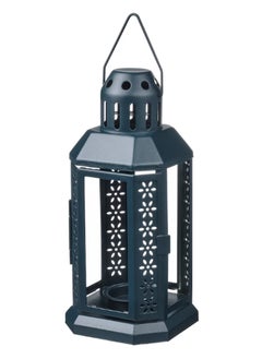 ENRUM Lantern For Tealight - In/Outdoor- Black-Blue - 22 cm