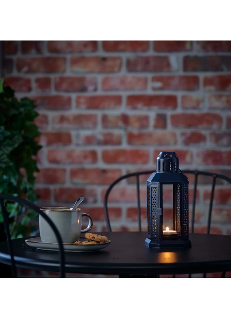 Ikea - ENRUM Lantern For Tealight - In/Outdoor- Black-Blue - 22 cm - Image 1