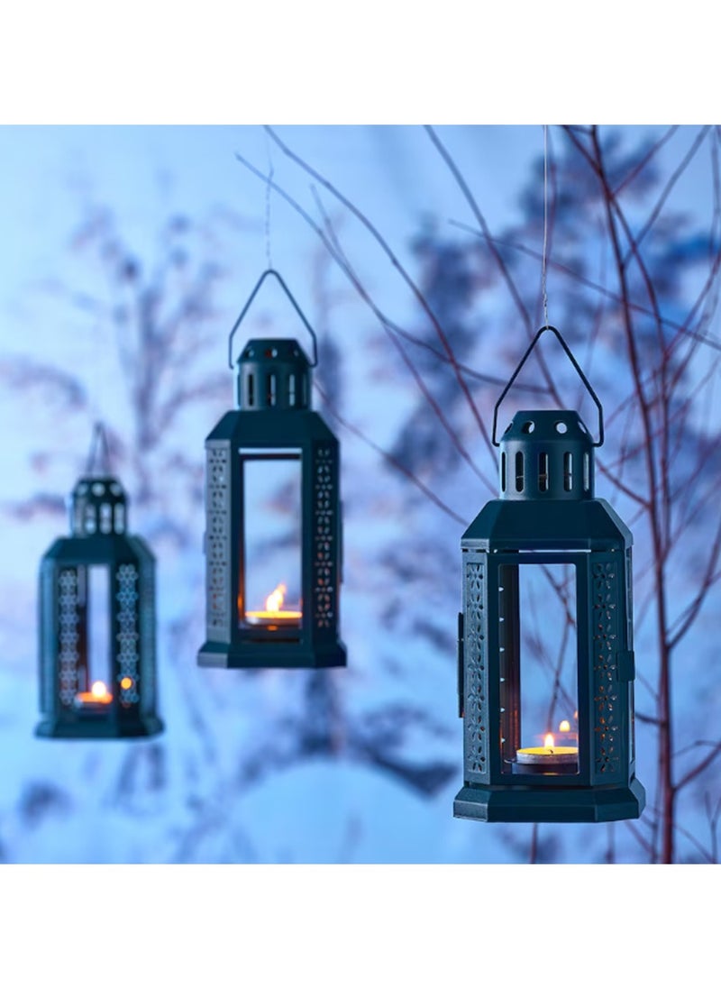 Ikea - ENRUM Lantern For Tealight - In/Outdoor- Black-Blue - 22 cm - Image 1