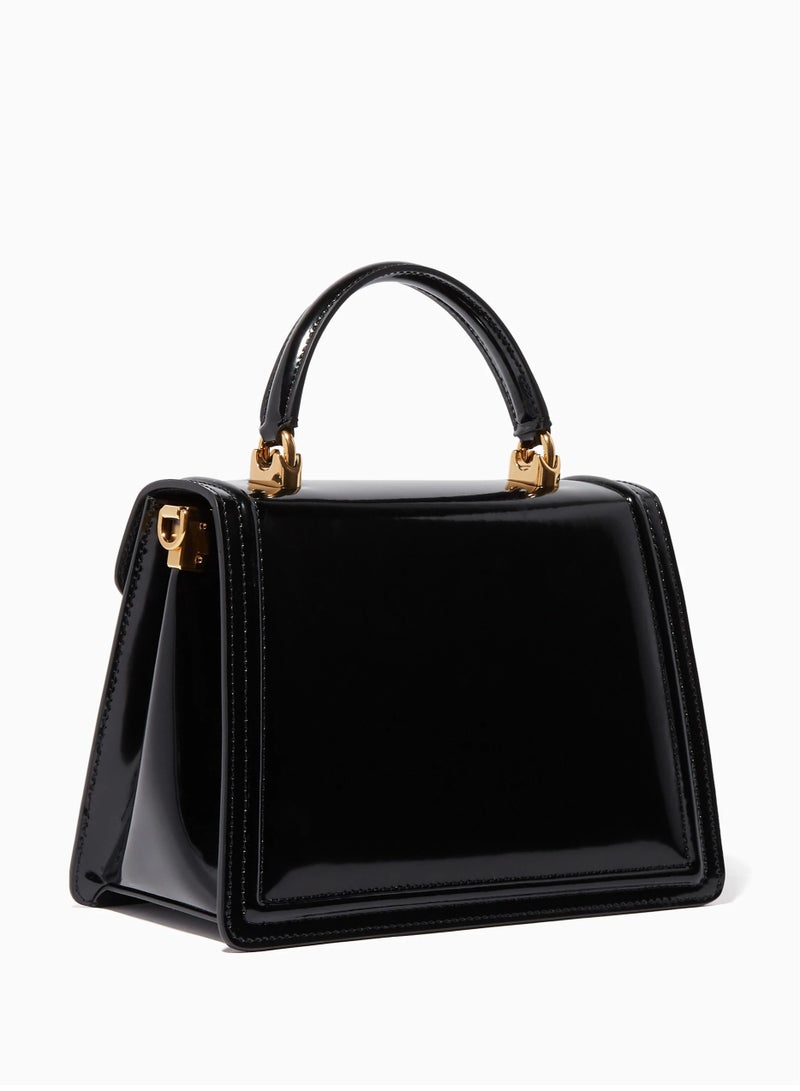D&G D&G Devotion Medium Shiny Leather Bag, Women's Tote Bag, Women's Hand Bag, Women's Shoulder Bag, Women's Cross Body Bag, Glossy-Black-20cm - Image 3