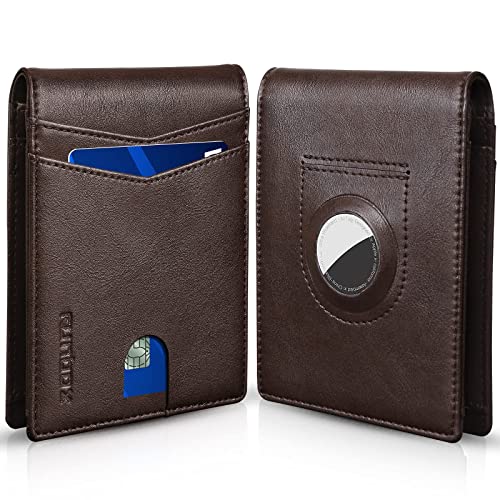 RUNBOX AirTagWalletMensSlimRFID Blocking Wallets Leather with Bill Compartment Air Tag Bifold Card Holder Wallet Gifts for Men Dad - Image 1