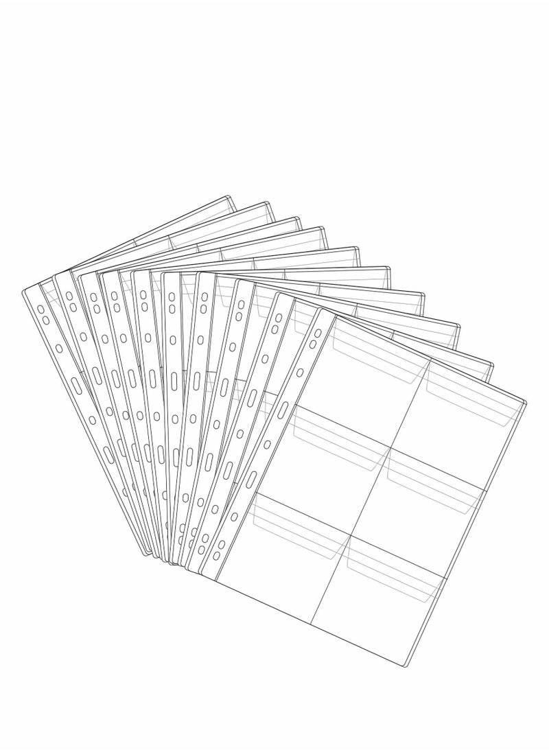 Coin Collecting Pages, 10 Sheets 6 Pocket Plastic Holders Stamp Collector Supplies for Currency Collection