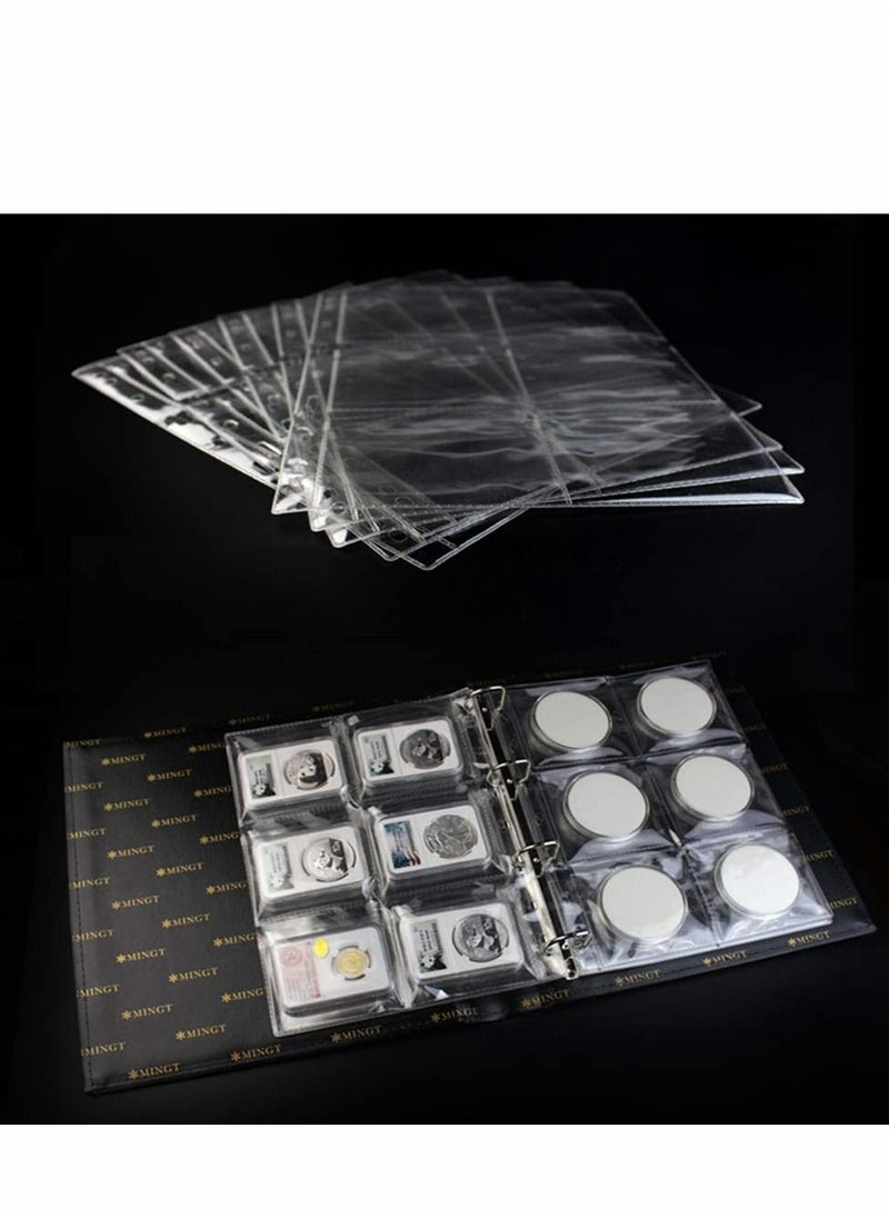 Coin Collecting Pages, 10 Sheets 6 Pocket Plastic Holders Stamp Collector Supplies for Currency Collection