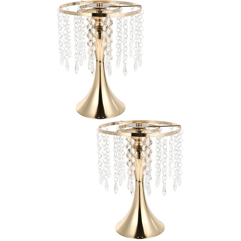 2 pcs Wedding Candlestick Crystal Curtain Candleholder Adorn Flower Rack Supply - Image 1