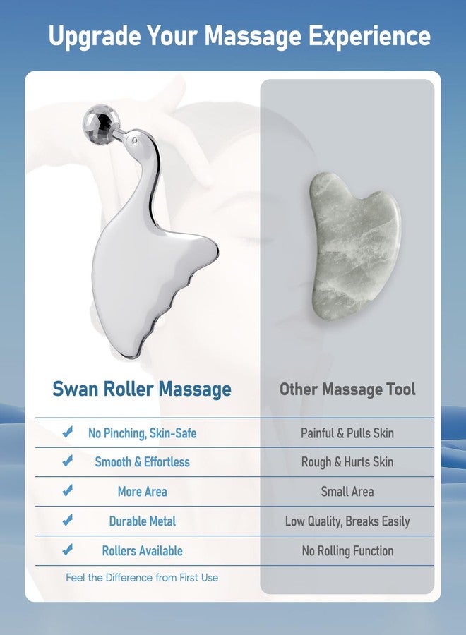 Amirce Stainless Steel Gua Sha with Eye Roller for Jawline Sculpting, Cheeks & Chin - Image 5