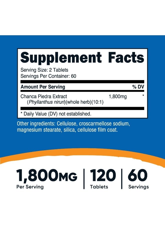 Nutricost مستخلص تشانكا بيدرا من نوتريكوست - كاسر الحصى - 120 قرص، 1800 ملغ لكل حصة، 60 حصة لكل زجاجة - Image 2