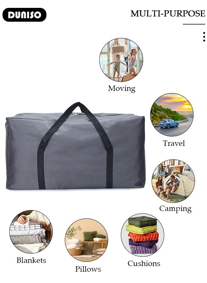 DUNISO Large Moving Bags, Foldable Storage Tote with Double Zippers, Storage Totes For Space Saving, Sturdy Carrying Handles for Travel, College Moving Supplies, Bedding, Clothes - Image 2