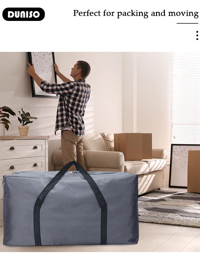 DUNISO Large Moving Bags, Foldable Storage Tote with Double Zippers, Storage Totes For Space Saving, Sturdy Carrying Handles for Travel, College Moving Supplies, Bedding, Clothes - Image 3