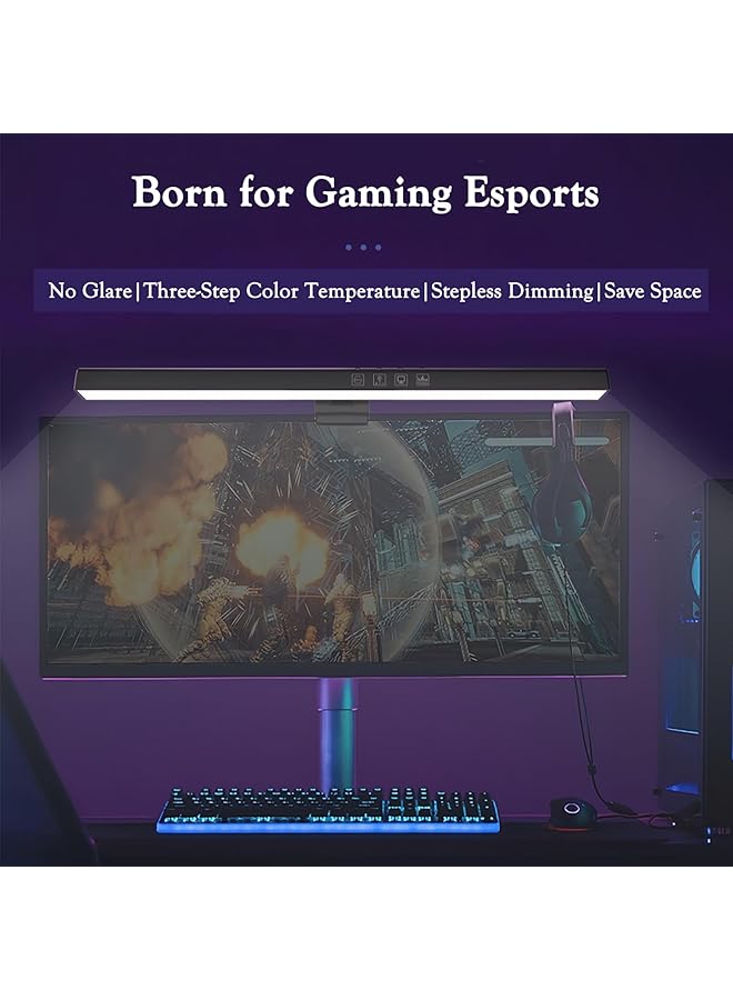 erorex Computer Monitor Lamp 7 Rgb Light Modes Gaming Light Eye Caring No Screen Glare Screenbar Monitor Light Dimmable 3 Color Temperature Atmosphere Desk Lamp For Office Study E Sports Flat - Image 2