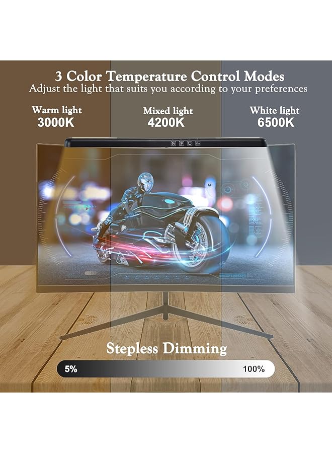 erorex Computer Monitor Lamp 7 Rgb Light Modes Gaming Light Eye Caring No Screen Glare Screenbar Monitor Light Dimmable 3 Color Temperature Atmosphere Desk Lamp For Office Study E Sports Flat - Image 5