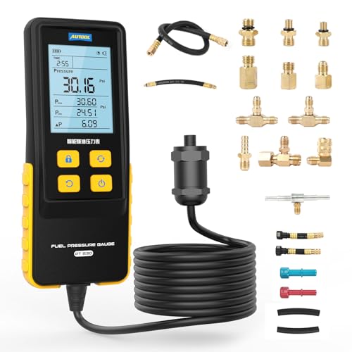 AUTOOL Fuel Pressure Gauge Digital Fuel Pressure Tester Kit 0-426PSI 0~29bar for Petrol Engine Fuel Pressure Test, Automotive Fuel Pressure Tester with Hoses Adapters PT630 - Image 1