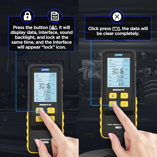 AUTOOL Fuel Pressure Gauge Digital Fuel Pressure Tester Kit 0-426PSI 0~29bar for Petrol Engine Fuel Pressure Test, Automotive Fuel Pressure Tester with Hoses Adapters PT630 - Image 4