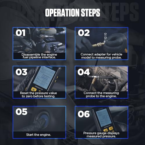 AUTOOL Fuel Pressure Gauge Digital Fuel Pressure Tester Kit 0-426PSI 0~29bar for Petrol Engine Fuel Pressure Test, Automotive Fuel Pressure Tester with Hoses Adapters PT630 - Image 5