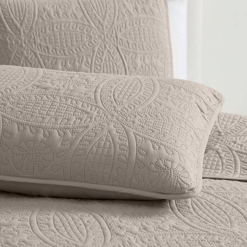 Mellanni Twin Bedspread Coverlet Set - Bedding Cover with Sham - Ultrasonic Quilting Technology - 2 Piece Oversized Quilt Set - Bedspreads & Coverlets (Twin, Beige) - Image 5